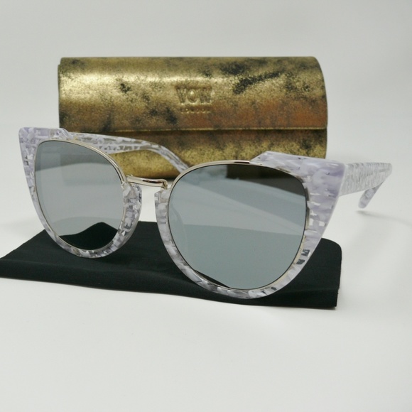 Vow London Accessories - Vow London Sunglasses Cat Eye White Fleck Eve 51mm
